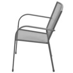 vidaXL Chaises empilables de jardin lot de 2 Acier Gris