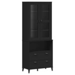 vidaXL Buffet VIKEN noir 80x40x200 cm bois massif de pin