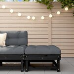 vidaXL Repose-pied de jardin avec coussin noir bois de pin massif