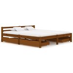 vidaXL Cadre de lit avec 4 tiroirs Marron miel Bois de pin 160x200 cm
