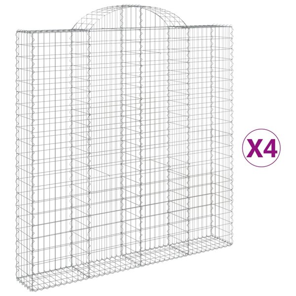 vidaXL Paniers à gabions arqués 4 Pièces 200x30x200/220 cm fer galvanisé