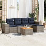 vidaXL Salon de jardin 6 Pièces avec coussins gris résine tressée