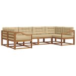 vidaXL Ensemble de canapés d'extérieur 6 Pièces Naturel et Beige