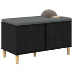 vidaXL Banc d'entrée avec coussin Chêne noir 80 x 38 x 46 cm