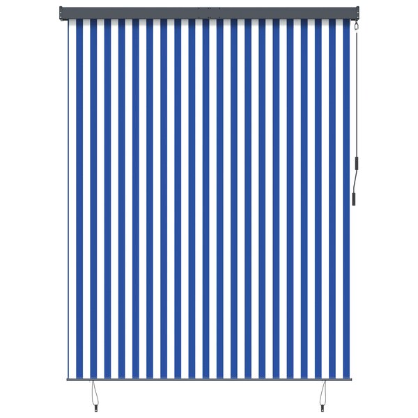 vidaXL Store Roulant Extérieur Rayé Bleu et blanc 220 x 250 cm tissu