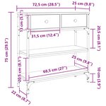 vidaXL Table console avec tiroir Chêne artisanal 72 5 x 25 x 75 cm