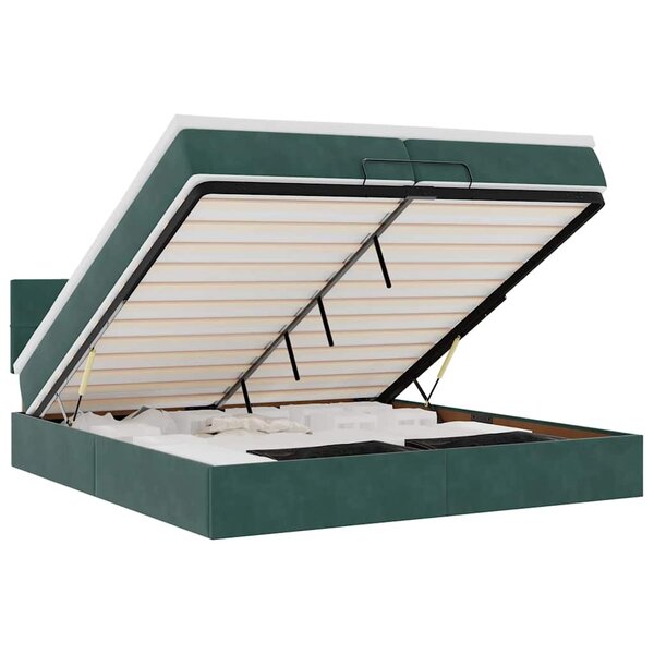 vidaXL Cadre de lit ottoman avec matelas vert foncé 200x200 cm velours