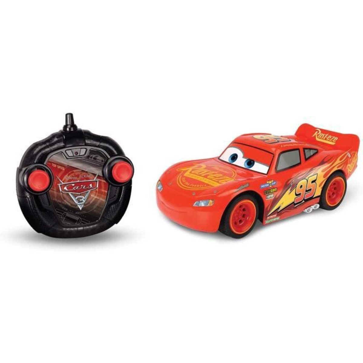 Majorette - Disney Cars 3 - Voiture Radio Commandée Flash McQueen - Echelle  1/24eme - Fonction Turbo - La Poste