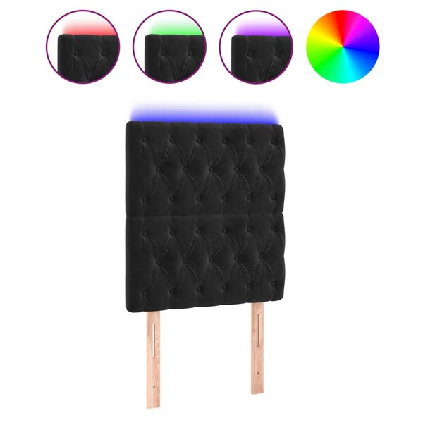 vidaXL Tête de lit à LED Noir 80x7x118/128 cm Velours