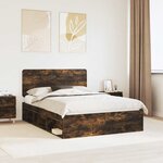 vidaXL Cadre de lit Chêne fumé 150 x 200 cm Bois de pin massif