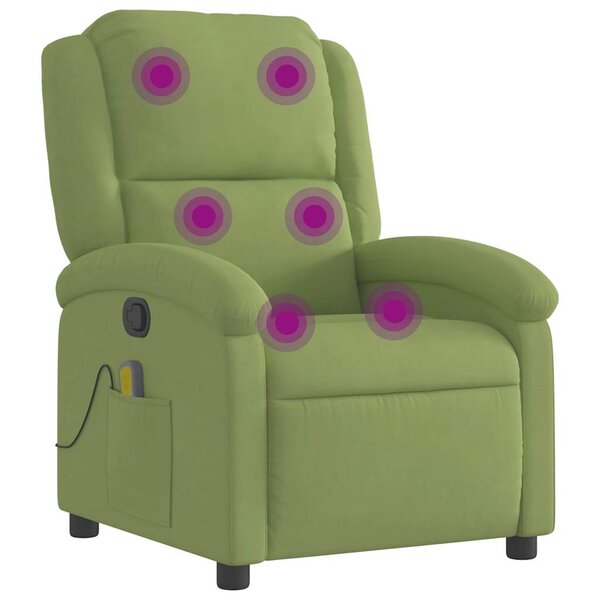 vidaXL Fauteuil de massage inclinable vert clair velours