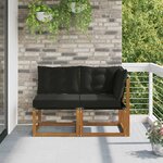 vidaXL Canapé d’extérieur milieu et coin avec coussin 2 Pièce Naturel