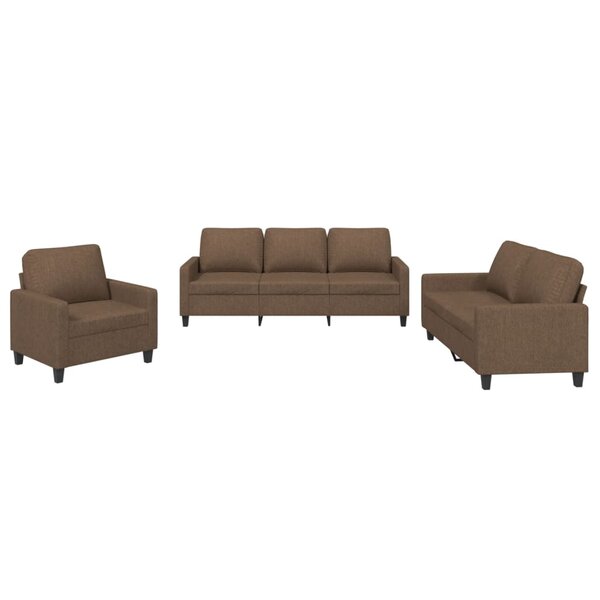vidaXL Ensemble de canapés 3 Pièces avec coussins Marron Tissu