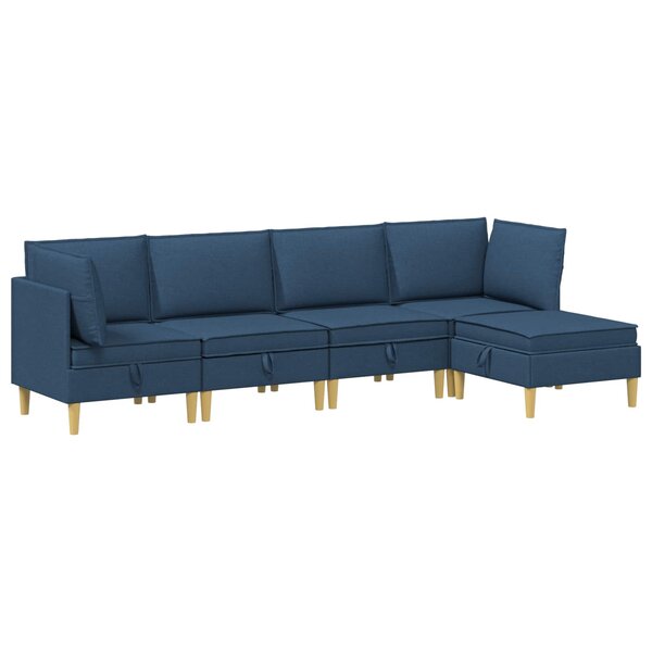 vidaXL Canapé modulaire avec rangement 5 Pièces Bleu Tissu