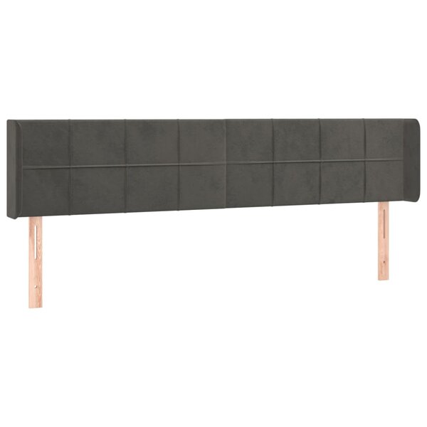 vidaXL Tête de lit avec oreilles Gris foncé 163x16x78/88 cm Velours