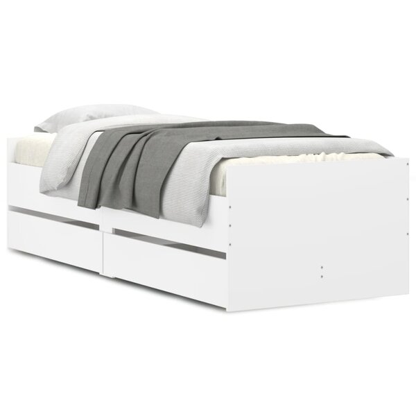 vidaXL Cadre de lit avec tiroirs sans matelas blanc 90x190 cm