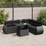 vidaXL Salon de jardin 7 Pièces avec coussins noir résine tressée