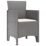 vidaXL Set de 4 chaises de jardin avec coussins gris clair poly rattan