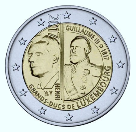 Monnaie 2 euros commémorative luxembourg 2017 - grand duc guillaume iii