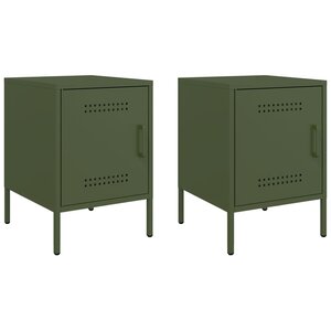 vidaXL Tables de chevet 2 Pièces vert olive 36x39x50 5 cm acier