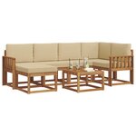 vidaXL Ensemble de canapés d'extérieur 7 Pièces Naturel et Beige