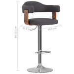vidaXL Tabourets de bar lot de 2 gris foncé bois courbé et tissu