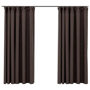 vidaXL Rideaux occultants aspect lin et crochets 2 Pièces Taupe 140x175cm