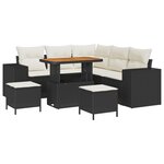 vidaXL Ensemble de canapé de jardin 8 pièces   avec coussins en rotin poly noir et acacia.