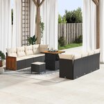 vidaXL Ensemble de canapé de jardin avec coussin 11 Pièces Noir et Crème