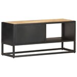 vidaXL Meuble TV avec porte sculptée 90x30x40 cm Bois de manguier brut