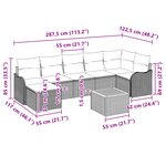 Ensemble canapé de jardin 8 pièces avec coussins Beige Poly Rotin Acacia