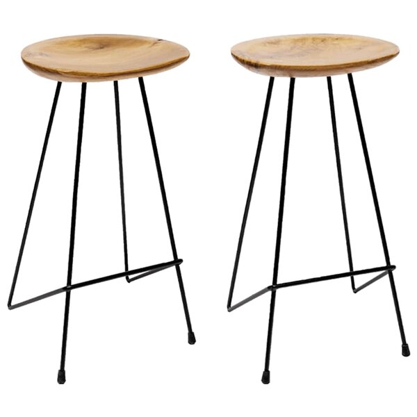 vidaXL Tabourets de bar lot de 2 bois de teck massif