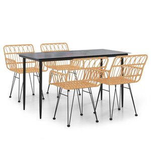 vidaXL Ensemble à manger de jardin 5Pièces Résine tressée