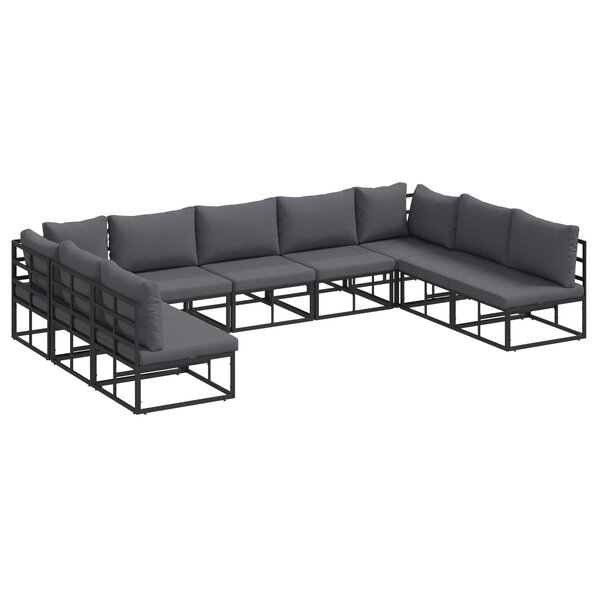 vidaXL Ensemble de canapé de jardin 9 pc Noir Aluminium