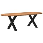 vidaXL Table à manger marron clair bois de chêne massif ovale