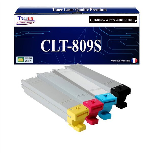 T3AZUR - 4x Toners compatibles avec  Samsung CLT-Y809S pour Samsung CLX-9201NA CLX-9251NA CLX-9301NA MultiXpress C9201NA C9251NA C9301NA