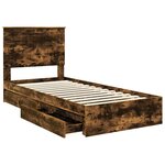 vidaXL Lit de Rangement Chêne fumé 90 x 200 cm Bois d'ingénierie