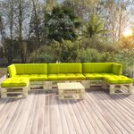 Vidaxl salon de jardin palette 6pièces avec coussins pin imprégné de vert