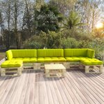 vidaXL Salon de jardin palette 6Pièces avec coussins pin imprégné de vert