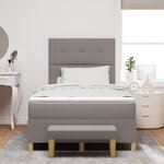 vidaXL lit box spring avec matelas et banc taupe 120x190 cm tissu