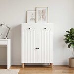 vidaXL Buffet Blanc brillant 66 x 34 5 x 90 cm Bois d'ingénierie
