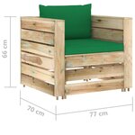 vidaXL Salon de jardin 8 Pièces avec coussins Bois imprégné de vert