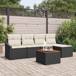 vidaXL Ensemble de canapé de jardin avec coussin 6 Pièces Noir Poly rotin