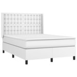 vidaXL Sommier à lattes de lit avec matelas Blanc 140x200cm Similicuir