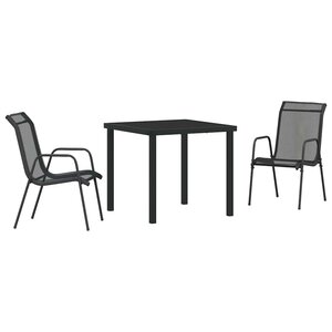 vidaXL Ensemble de salle à manger pour jardin 3 Pièces Noir