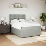 vidaXL Sommier à lattes de lit et matelas Gris clair 140x190cm Velours