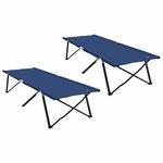 vidaXL Lit de camping pliant 2 Pièces Bleu 206 x 76 x 74 cm Tissu Oxford