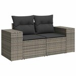 vidaXL Salon de jardin 11 Pièces avec coussins gris résine tressée