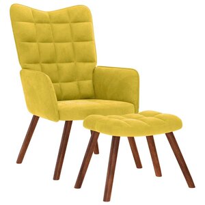 vidaXL Fauteuil relax avec tabouret en velours jaune