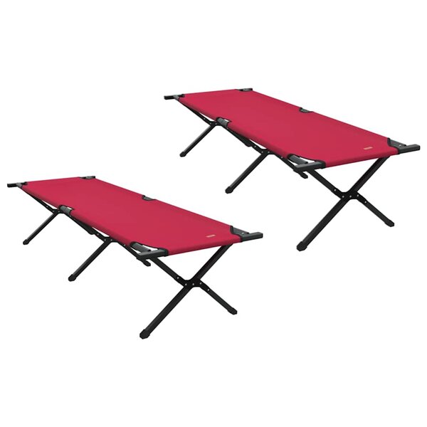 vidaXL Lit de camping pliant 2 Pièces Rouge Tissu Oxford